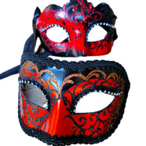 Venetian Handmade & Painted La Maschera Del Galeone 2 Eye Masks Collectible